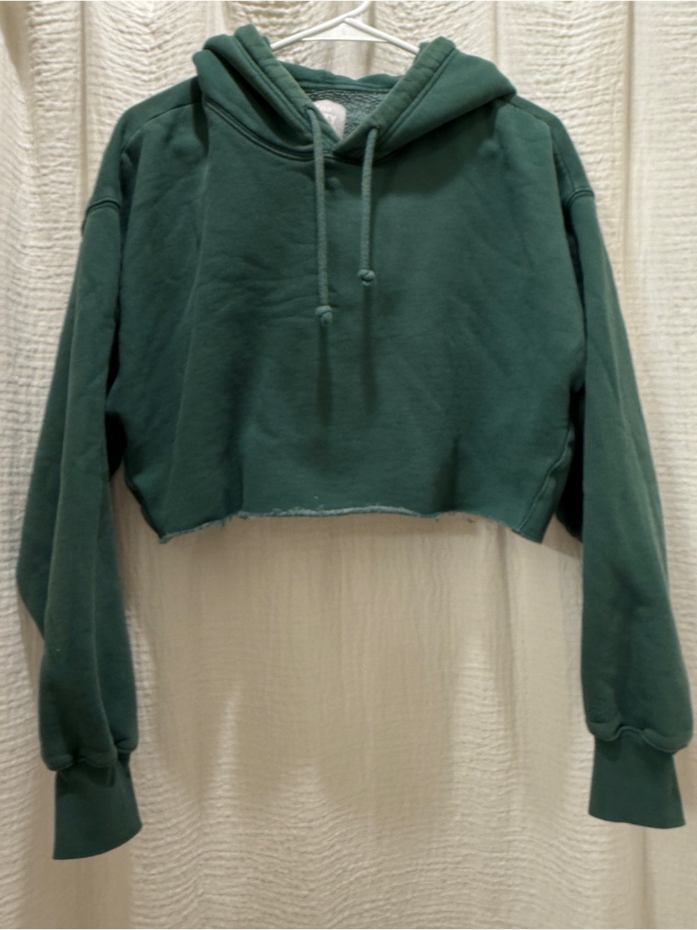 Aritzia Tna Cozy Fleece Cropped Pullover Hoodie - Forest Green - Size 2 Medium